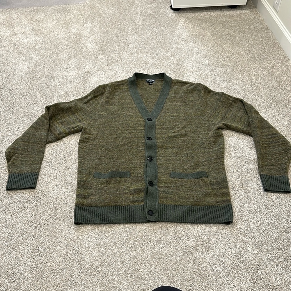 Todd Snyder Men’s Italian Wool Green Cardigan, Size Large, Excellent